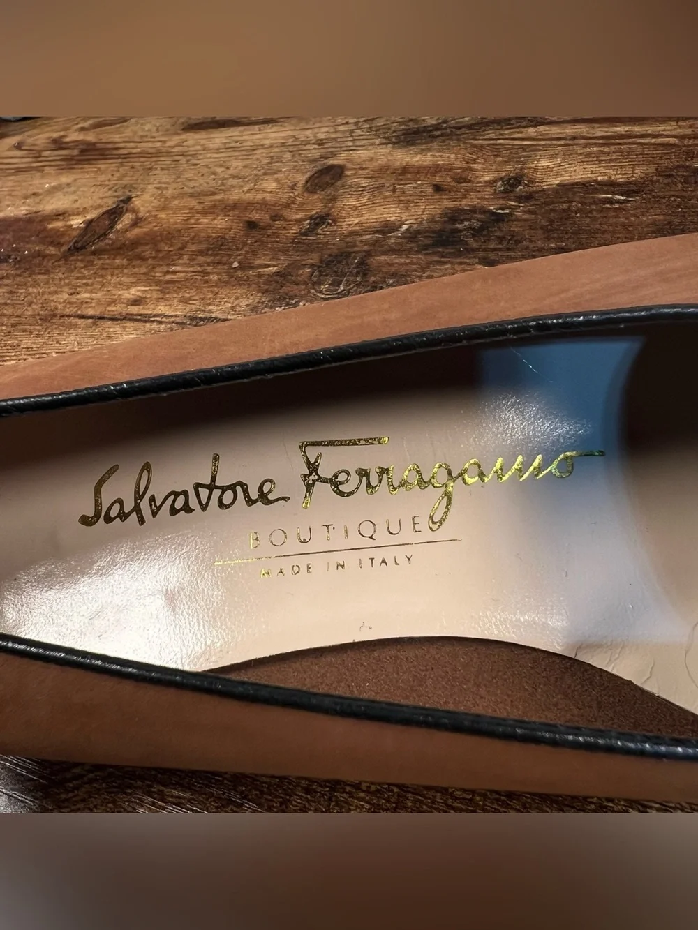 Salvatore Ferragamo Loafers Brown Black Trim Big Girl Kids 4.5